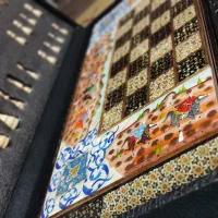 تخته نرد نقاشی تمام خاتم و رزین کاری شده