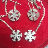 دو جفت گوشواره نقره طرح دونه برف شیک و ترند