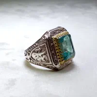 رکاب نقره مردانه با نگین توپاز تراش جواهری