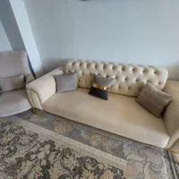مبل هشت نفره با مکانیزم تخت شو پارچه وارداتی نانو