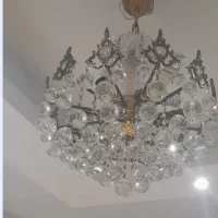 دو عدد لوستر ۱۲ شاخه برنز وکریستال