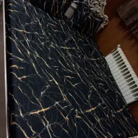 مشکی ماربل نیم ست روتختی ملحفه دورکشدوزی کاور تخت