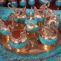 تعدادی ظروف فیروزه کوبی|صنایع دستی و سایر لوازم تزئینی|اصفهان, سرچشمه|دیوار