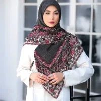 روسری دست‌دوز چاپ خیس طرح حاشیه ترمه