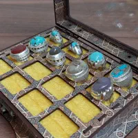 انگشتر نقره عقیق یمن، باباقوری و فیروزه