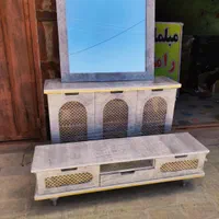 ست آیینه کنسول و میز تلویزیون و جاکفشی|بوفه، ویترین، کنسول|خرم‌آباد, |دیوار