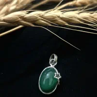 پلاک نقره عیار ۹۲۵ با سنگ عقیق سبز|جواهرات|کرمانشاه, |دیوار