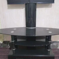 میز تلویزیون شیشه ای سالم کشو دار