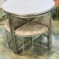 میز ناهارخوری سنگ فلزی 4 نفره کمجا|میز و صندلی غذاخوری|مشکیندشت, |دیوار