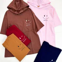 تیشرت دورس باکسی سه ربع کلاهدار