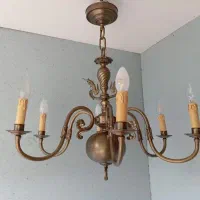 ۴ عدد لوستر برنج برنجی قدیمی|لوستر و چراغ آویز|سمیرم, |دیوار