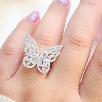 انگشتر جواهر تمام نقره مدل پروانه توپر|بدلیجات|تبریز, |دیوار