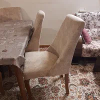 مبلمان ۷ نفره چوب خم شده و ناهارخوری ۶نفره چوبی|مبلمان خانگی و میز عسلی|کیش, |دیوار