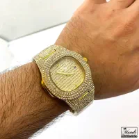 ساعت طلایی مردانه کل نگین کار شده اصل هست|ساعت|زابل, |دیوار