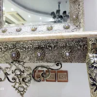 آینه و کنسول برنجی با سنگ مرمر|بوفه، ویترین، کنسول|اصفهان, شهرستان|دیوار