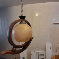 دو لوستر حباب دار چوب|لوستر و چراغ آویز|شیراز, شهرک بزین|دیوار