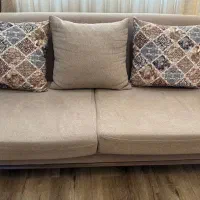 ست مبلمان راحتی هفت نفره نسکافه ای با میز عسلی