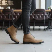 نیم بوت مردانه LV خاکی مدل Roni