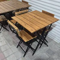 میز ناهارخوری فلز چوب تاشو