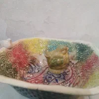 کاسه آبدوغ خیار آنتیک قدیمی با حکاکی و نقاشی زیبا