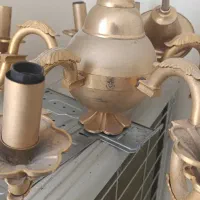 لوستر ۵شاخه ۱۰ شعله برنج آبکاری طلا