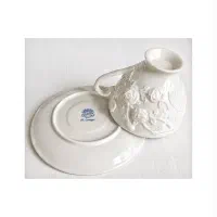 فنجان نعلبکی لمونژ گل رز و پروانه