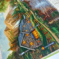 تابلوفرش منظره کلبه جنگلبان تابلو فرش دستبافت|تابلو فرش|مشهد, کوشش|دیوار