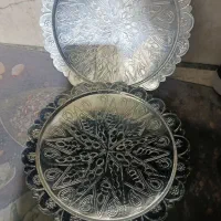 دو عدد بشقاب مسی  قلم کاری