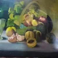 نقاشی سبد میوه با ابرنگ