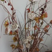 گل کاغذی وپارچه ای +گلدان