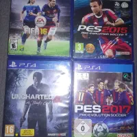 دیسک بازی uncharted 4 و pes2015 و pes2017 و fifa16
