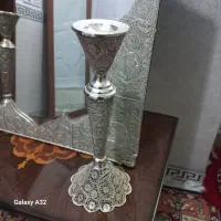 آینه و شمعدون برنج|صنایع دستی و سایر لوازم تزئینی|همدان, |دیوار