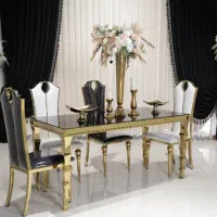 میزمستطیل تالاری پایه آبشاری طلایی