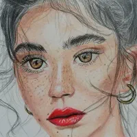 نقاشی چهره با مداد رنگی|تابلو، نقاشی، عکس|قم, شهرک قدس|دیوار