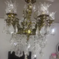 لوستر برنجی 6 شعله با دیوار کوب