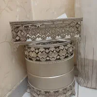 سطل و جا دستمال استیل براق مناسب جهیزیه در حد نو