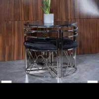 میزنهارخوری فلزی کم جا آبکاری فوریتک|میز و صندلی غذاخوری|قروه, |دیوار