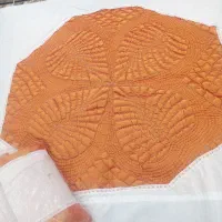 دوعدد لحاف کرسی (مخمل ابی و ساتن نارنجی مهره دوزی)