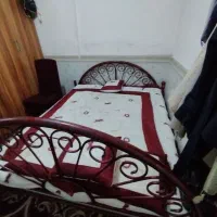 تخت دونفزه فلزس همراه با تشک فنری رویال سالم