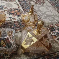 دو عدد شکلات خوری و دو عدد قندان طلا کوب