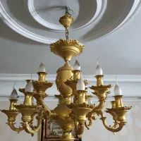 دو عدد لوستر برنجی آب طلا کاری