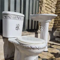 ست توالت فرنگی دوتکه + روشویی پایه‌دار سالم