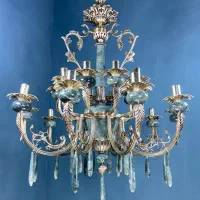 لوستر ۱۶شعله برنج تنوع سنگ/تعویض لوستر کهنه با نو