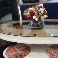 میز و صندلی ناهار خوری سفید سورمه ای سالم