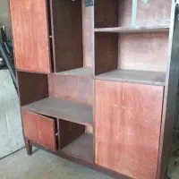 کتابخانه با روکش چوب راش
