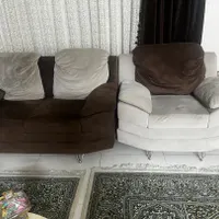 مبل هفت نفره کرم و قهوه ای