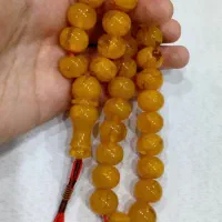 تسبیح کهربا کره عسلی آبدار . تسبیح سندلوس ۳۳ عددی