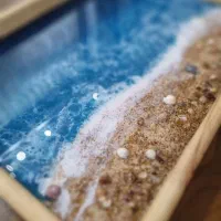 سینی چوب و رزین طرح دریا