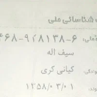 کارت شناسایی  ملی و عابر بانک ملی گم شده