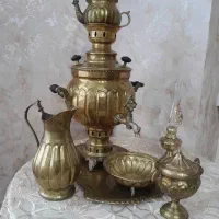 سماور۶لیتری ذغالی برنجی آنتیک ودکوری بامهرروس